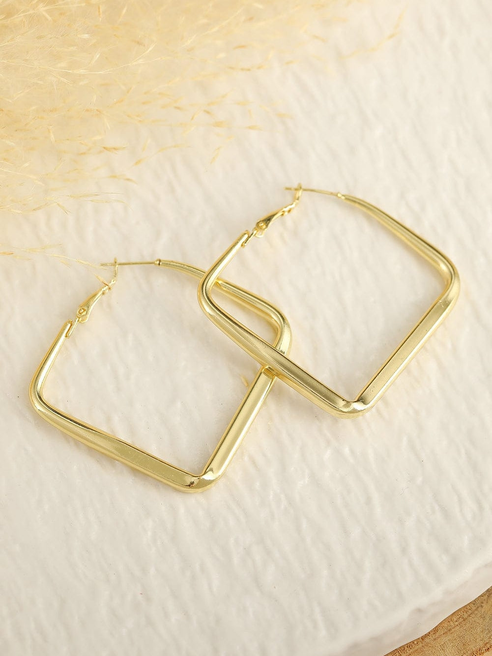 Gold Minimalist Square Hoop Earrings