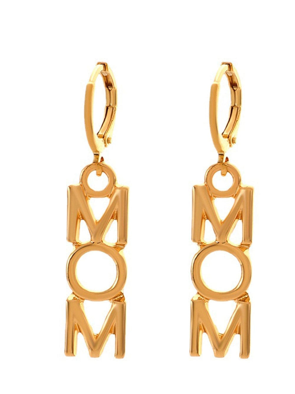 Gold MOM Letter Pendant Alloy Earrings