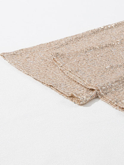 Gold Sequined V Neck Sleeveless High Waist Jumpsuit