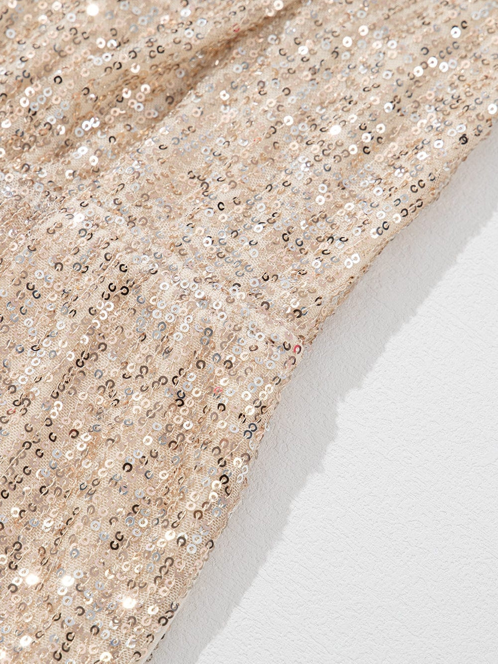 Gold Sequined V Neck Sleeveless High Waist Jumpsuit