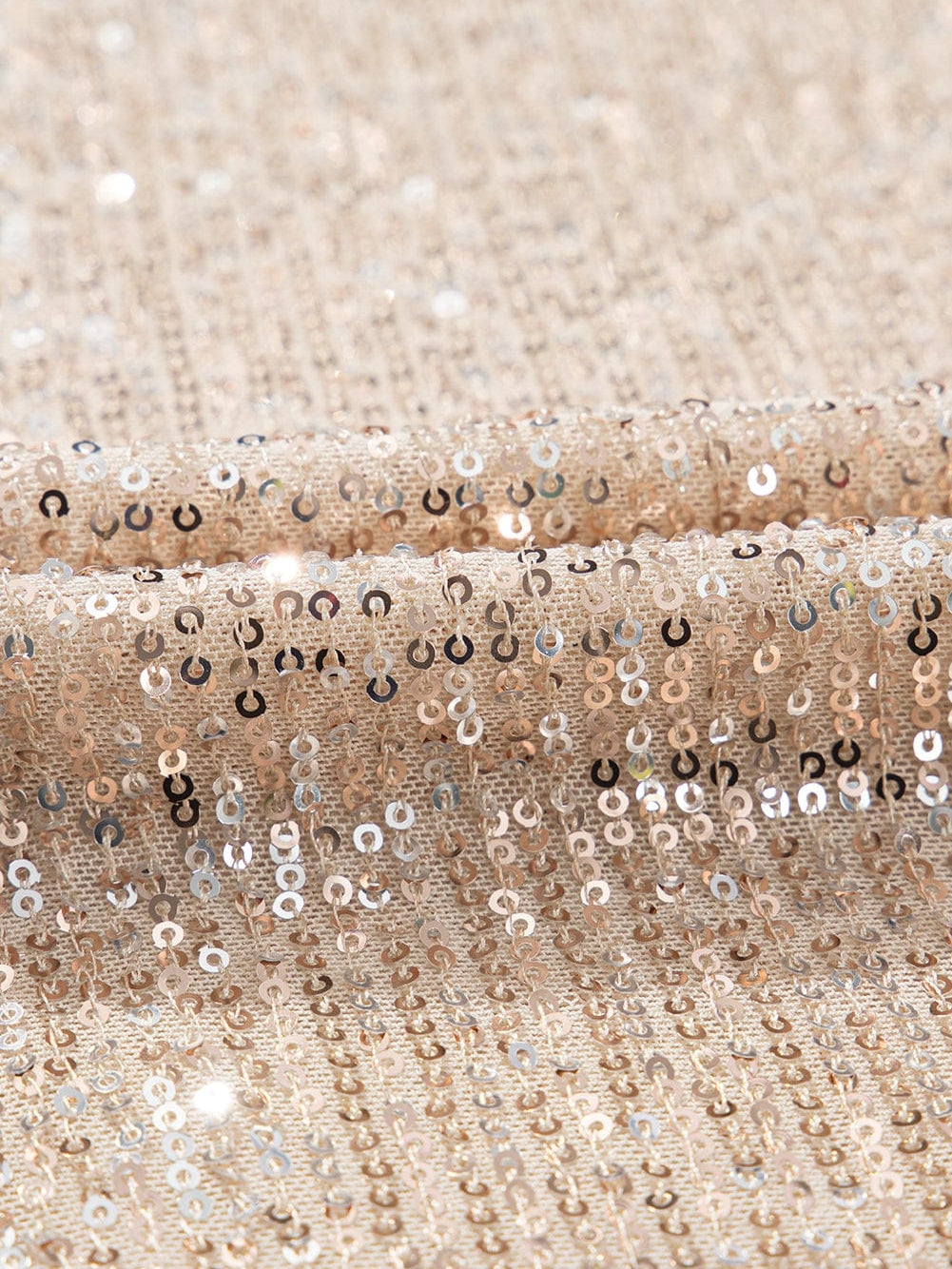 Gold Sequined V Neck Sleeveless High Waist Jumpsuit