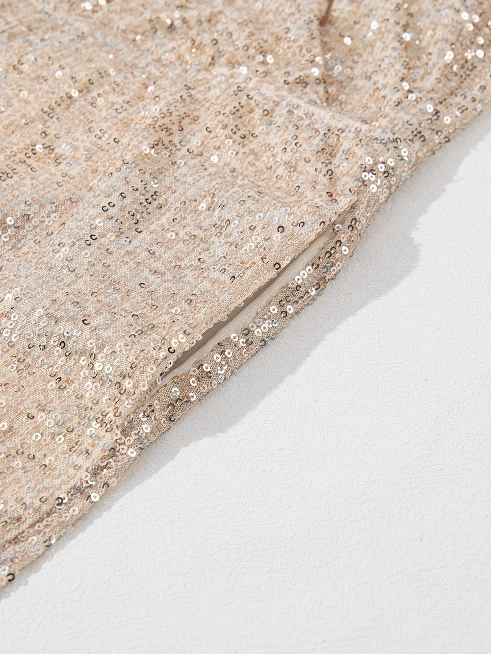 Gold Sequined V Neck Sleeveless High Waist Jumpsuit