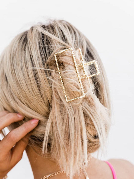 Gold Square Hair Claw Clip