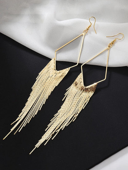 Gold Tassel Long Chain Dangle Earrings