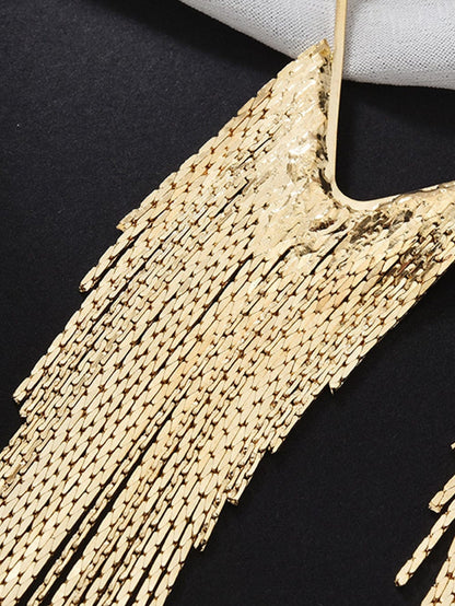 Gold Tassel Long Chain Dangle Earrings