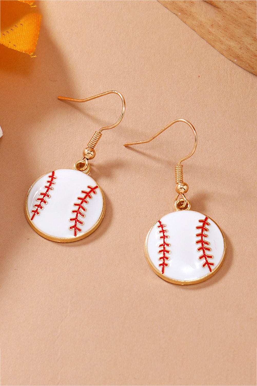 Golden Baseball Inspired Alloy Drop Earrings