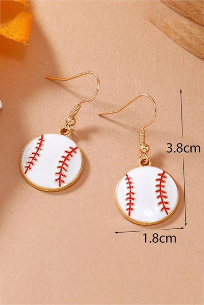 Golden Baseball Inspired Alloy Drop Earrings