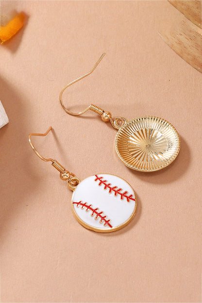 Golden Baseball Inspired Alloy Drop Earrings