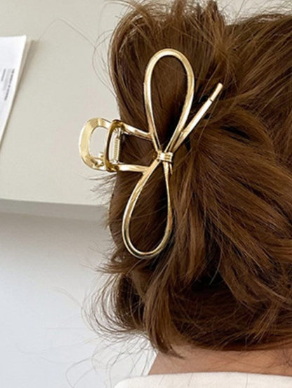 Golden Bowknot Design Hair Claw Clip