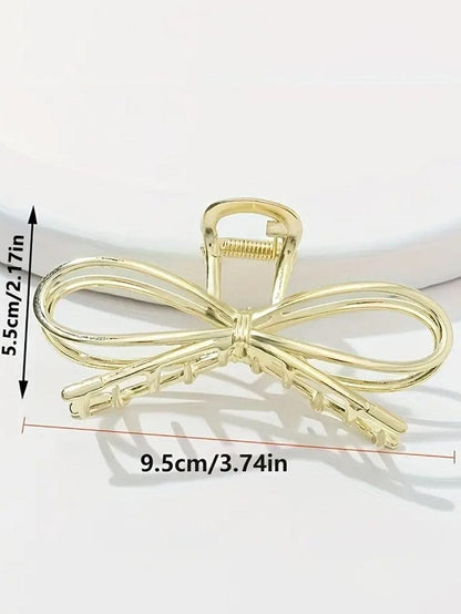 Golden Bowknot Design Hair Claw Clip