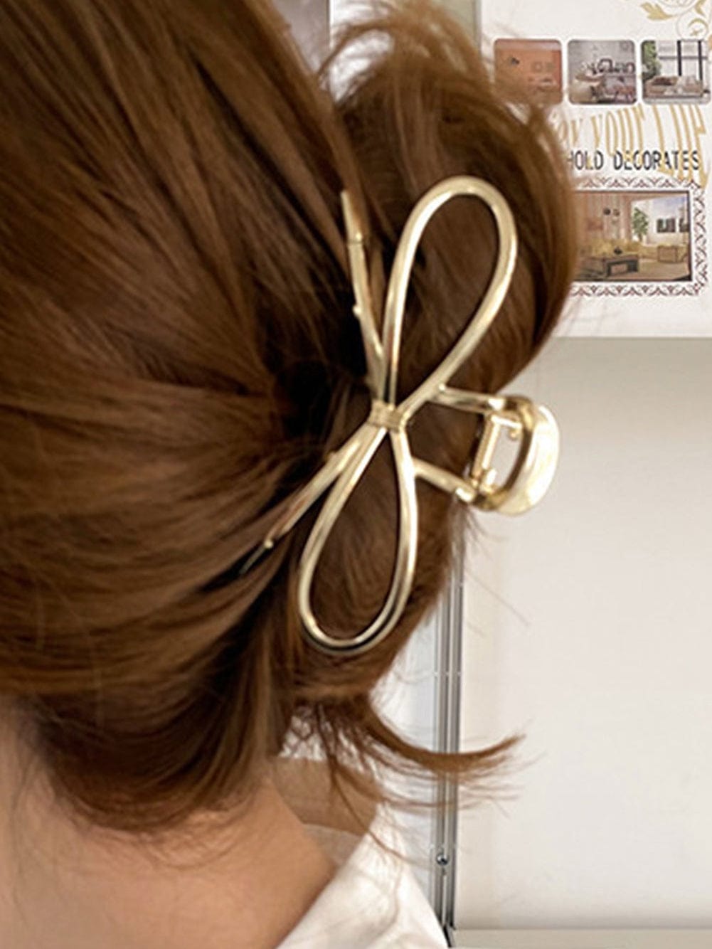 Golden Bowknot Design Hair Claw Clip