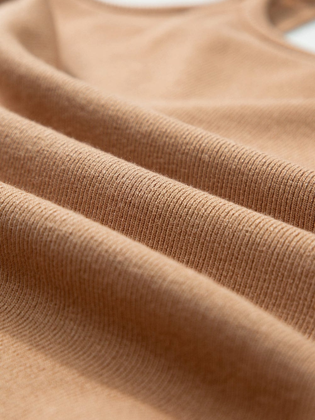 Golden Chain Strap Brown Ribbed Knit Tank Top