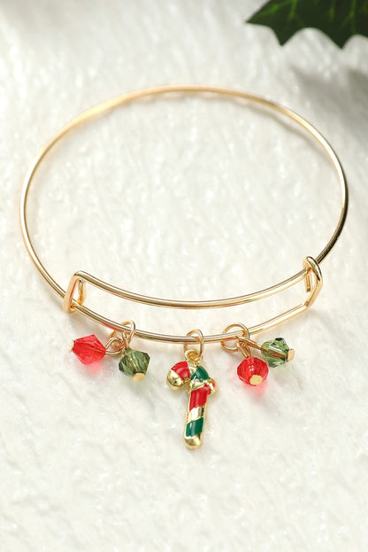 Golden Enamel Beaded Christmas Charm Bracelet
