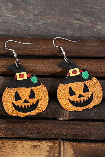 Golden Glow Halloween Pumpkin Drop Earrings