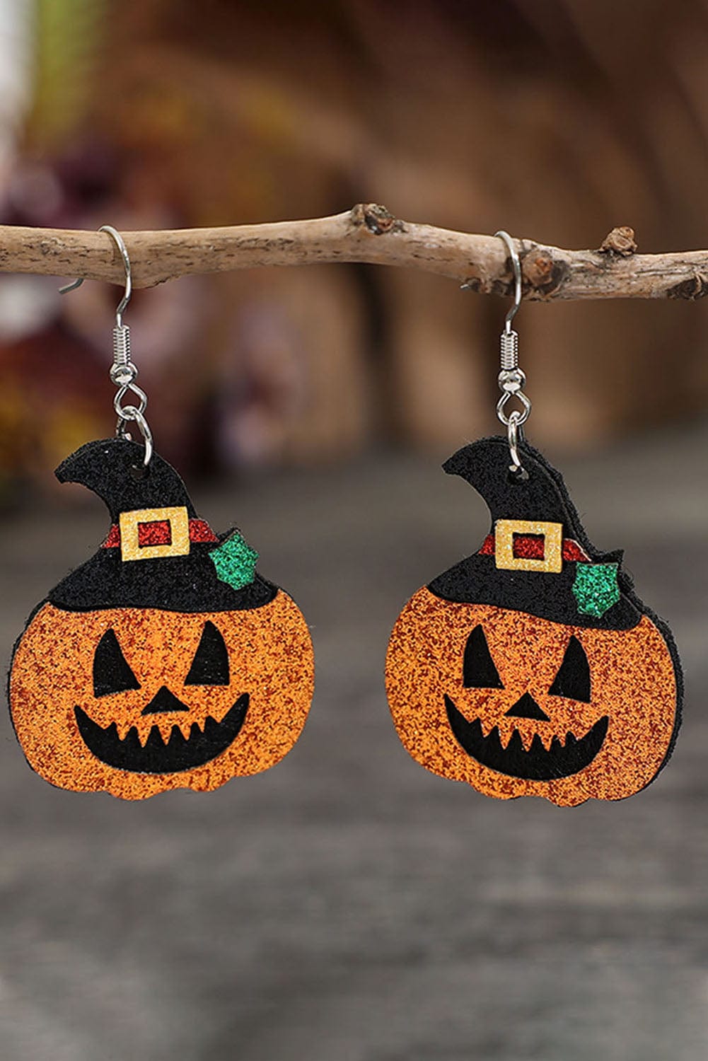 Golden Glow Halloween Pumpkin Drop Earrings