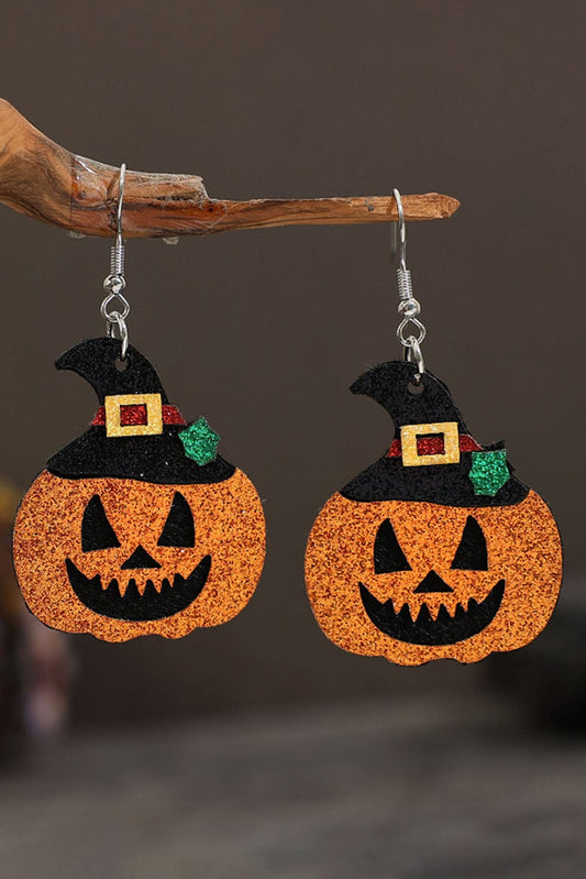 Golden Glow Halloween Pumpkin Drop Earrings