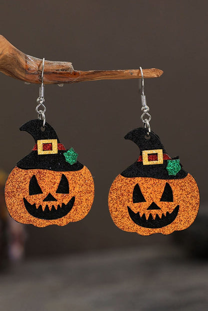 Golden Glow Halloween Pumpkin Drop Earrings