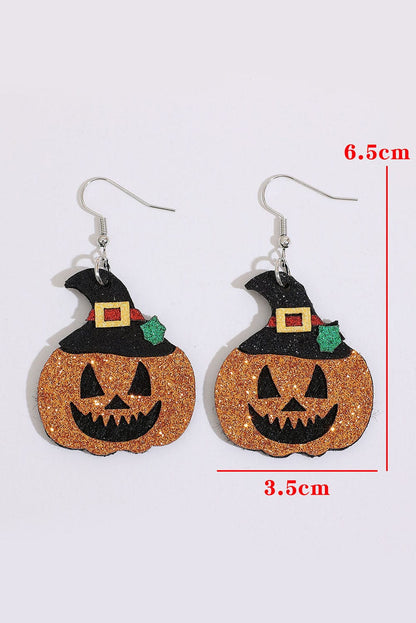 Golden Glow Halloween Pumpkin Drop Earrings