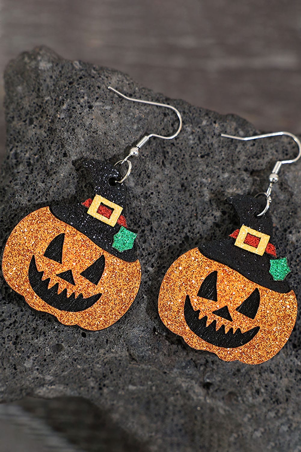 Golden Glow Halloween Pumpkin Drop Earrings