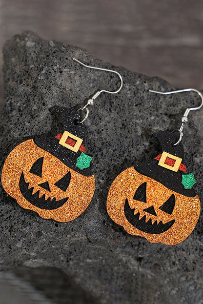 Golden Glow Halloween Pumpkin Drop Earrings