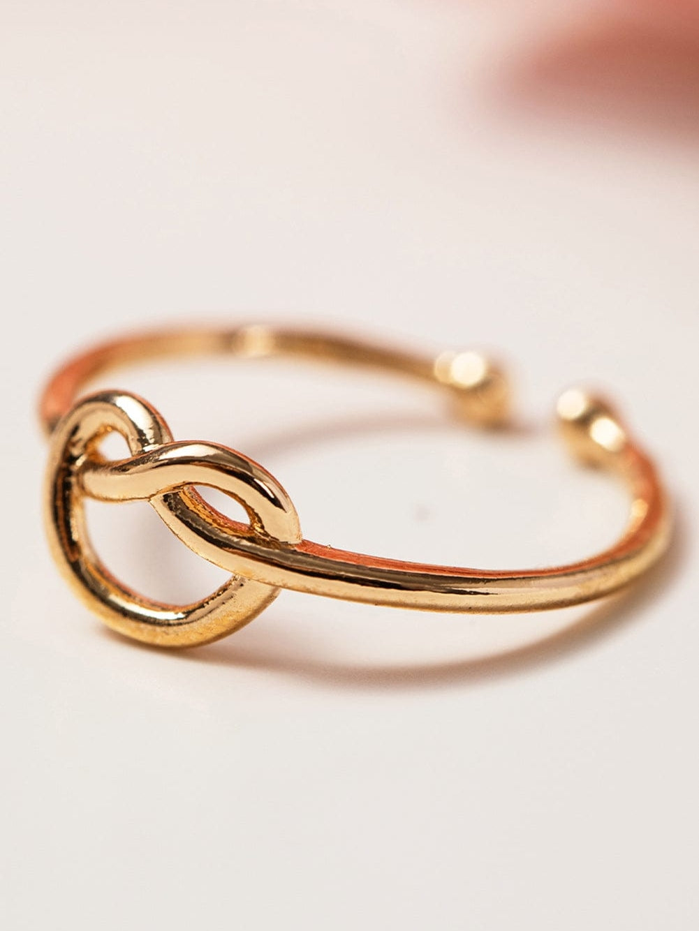 Golden Heart Knot Adjustable Fashion Ring for Valentine's Day