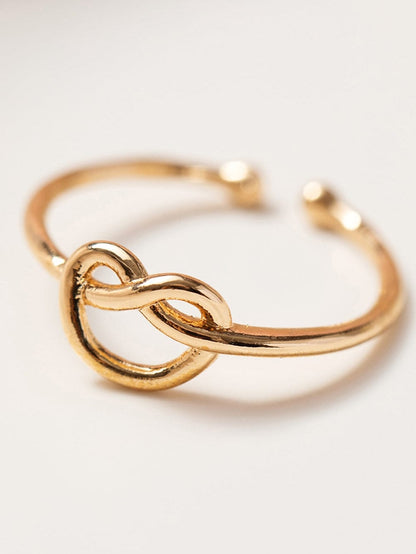 Golden Heart Knot Adjustable Fashion Ring for Valentine's Day