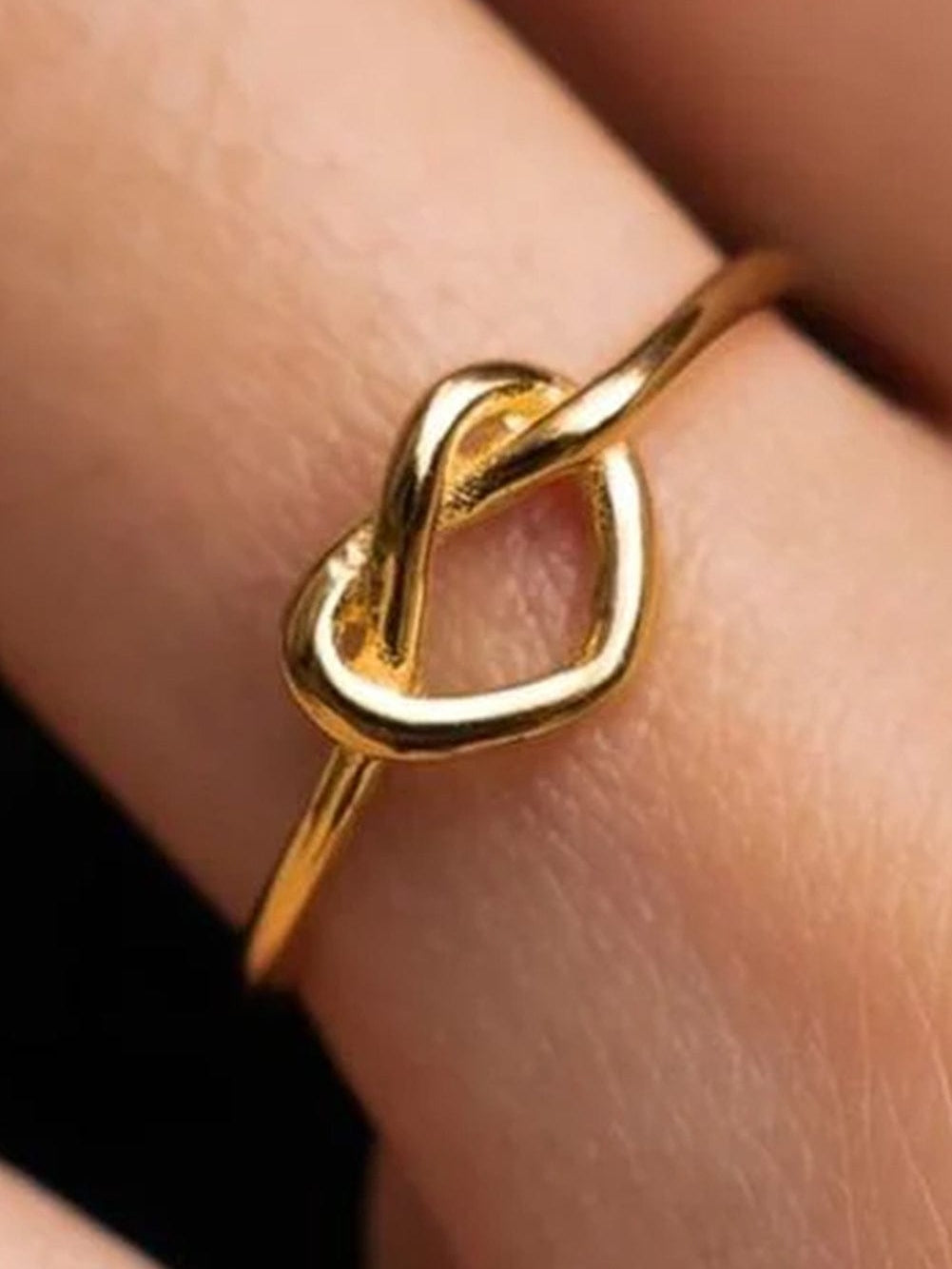 Golden Heart Knot Adjustable Fashion Ring for Valentine's Day