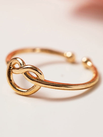 Golden Heart Knot Adjustable Fashion Ring for Valentine's Day