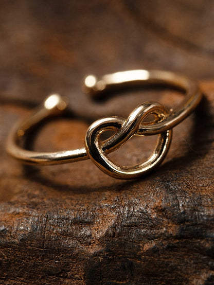 Golden Heart Knot Adjustable Fashion Ring for Valentine's Day
