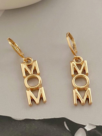 Golden MOM Letter Design Lightweight Earrings