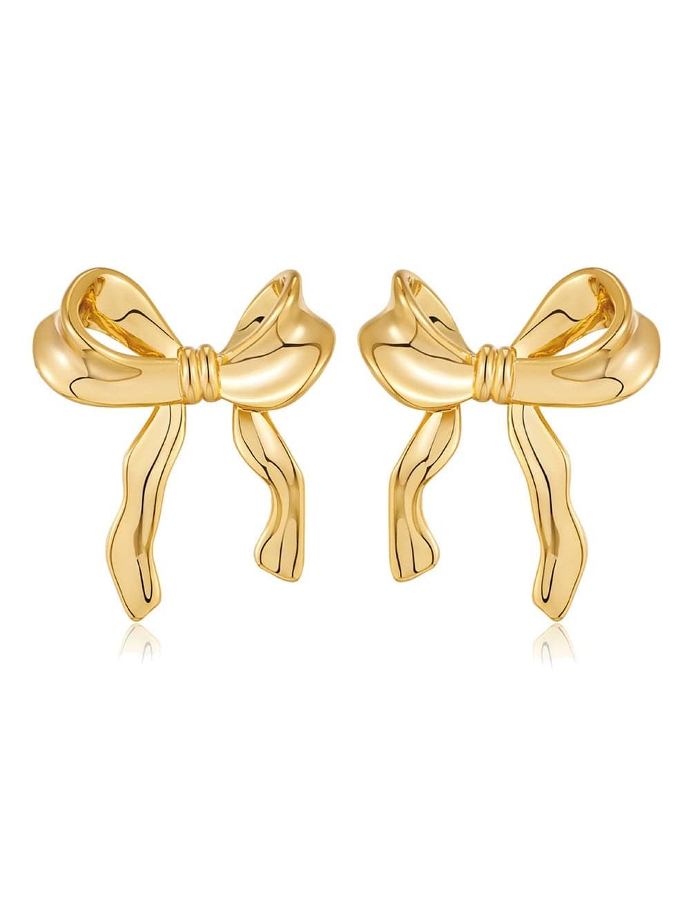 Golden Sparkling Bow Stud Earrings