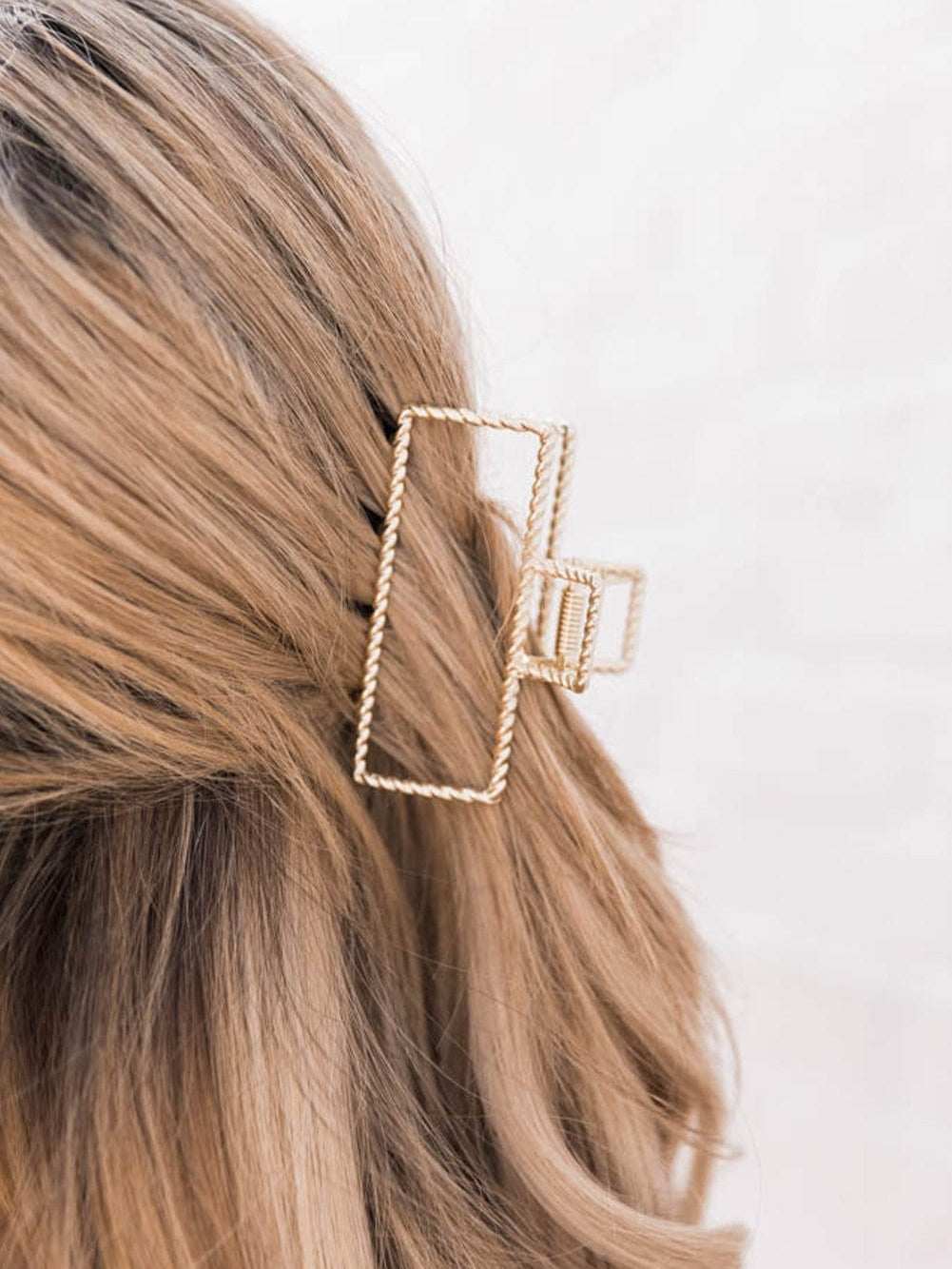 Golden Square Hollow Hair Claw Clip