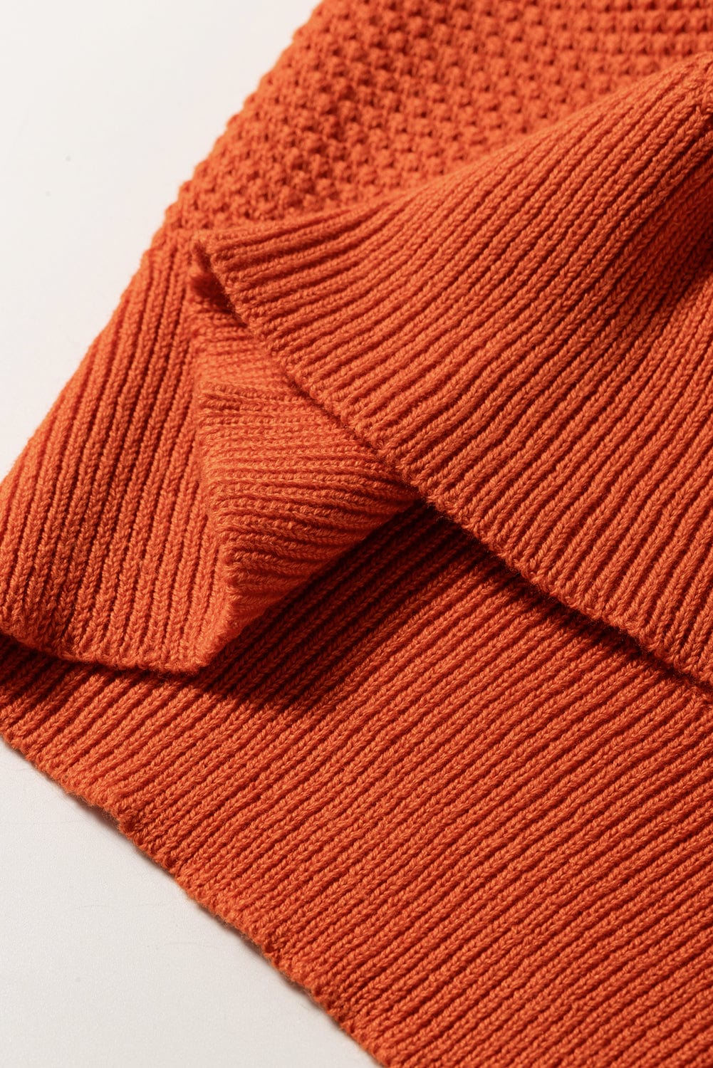 Golden Textured Knit Puff Sleeve Square Neck Sweater