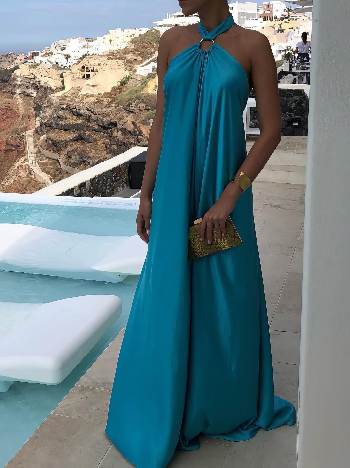 Gorgeous Sleeveless Dress with Halter Neck and Open Back