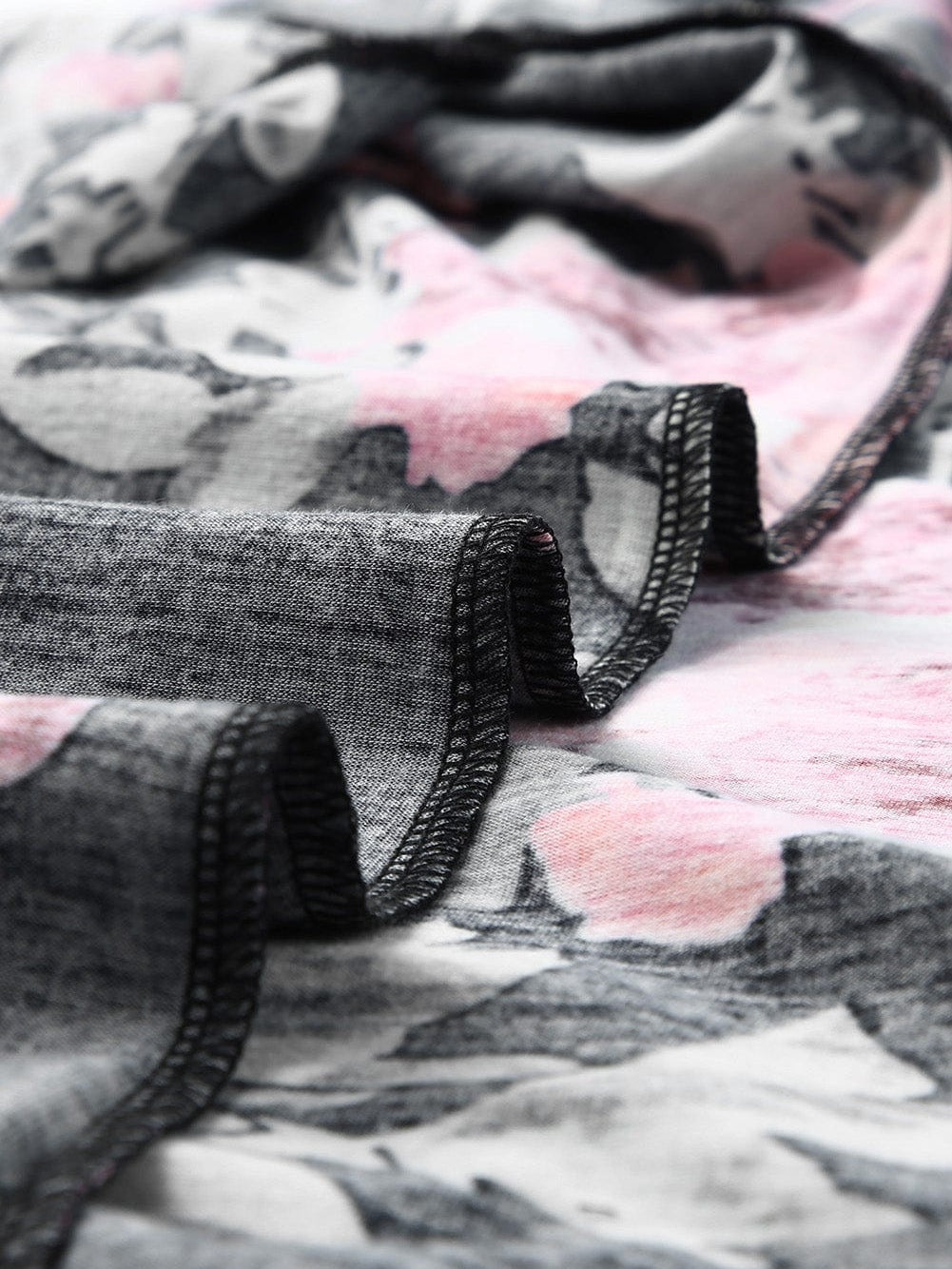 Graceful Black Floral Print T-Shirt Maxi Dress