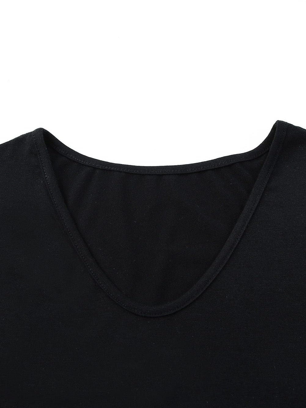 Graceful Black Floral Print T-Shirt Maxi Dress