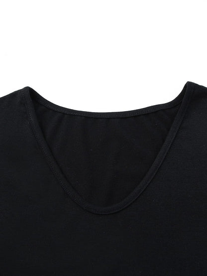 Graceful Black Floral Print T-Shirt Maxi Dress