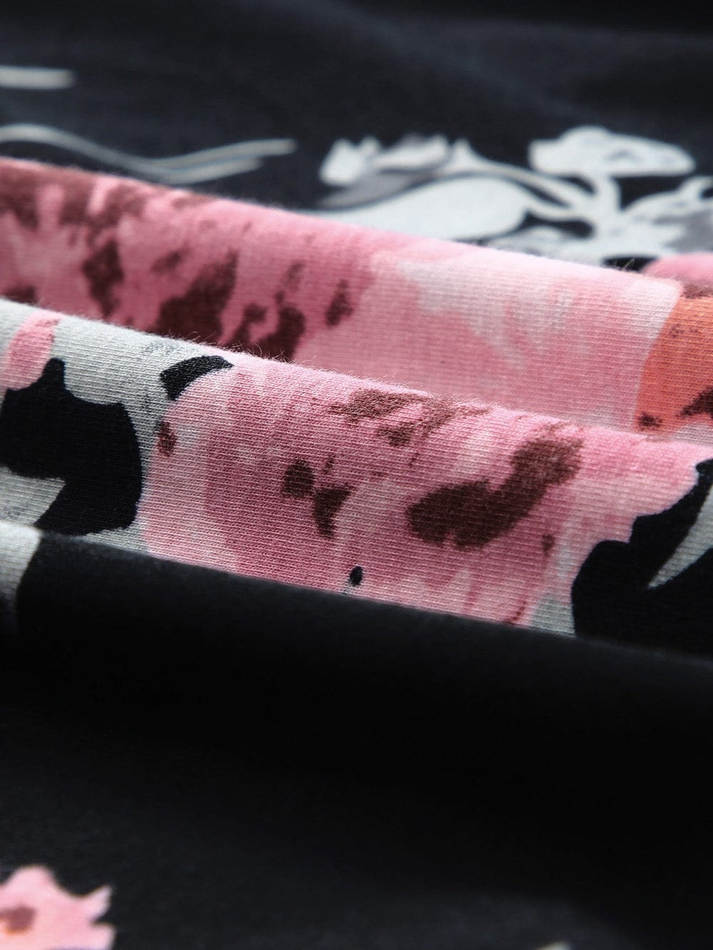 Graceful Black Floral Print T-Shirt Maxi Dress