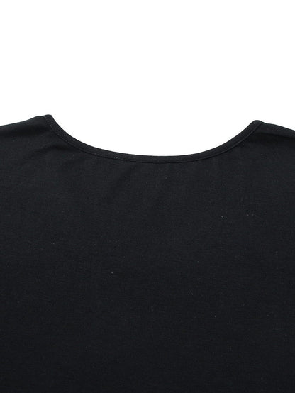 Graceful Black Floral Print T-Shirt Maxi Dress