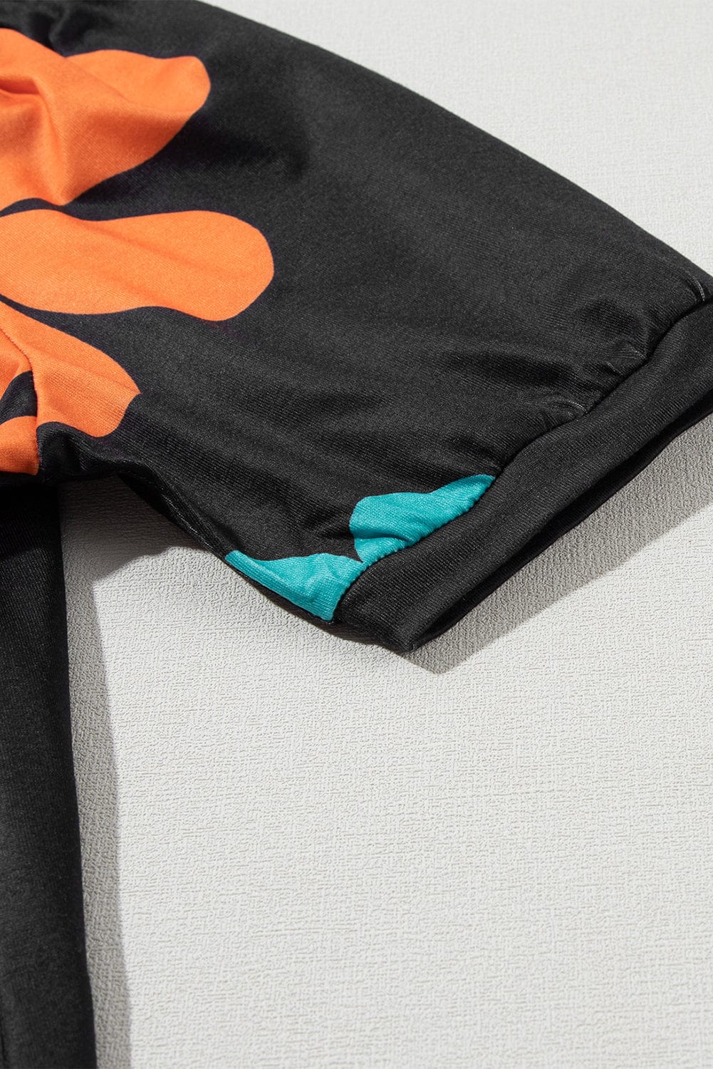 Graceful Black Floral Puff Sleeve Tee