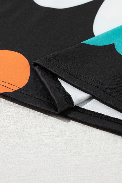 Graceful Black Floral Puff Sleeve Tee