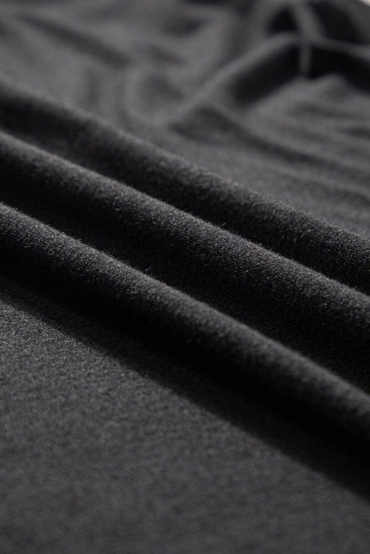 Graceful Black V Neck Split Maxi T-shirt Dress with Hidden Pockets