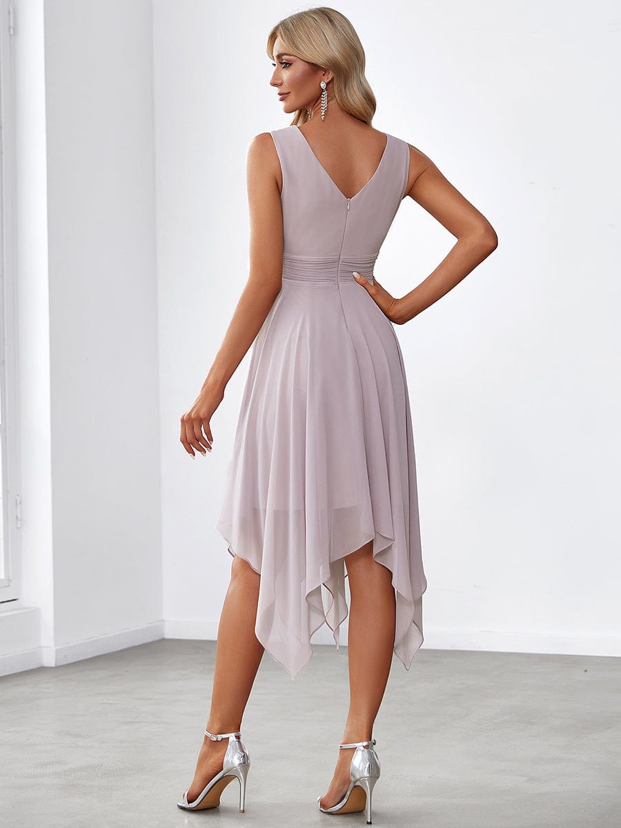 Graceful Chiffon Bridesmaid Dress with Irregular Hem at Knee Length