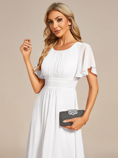 Graceful Lotus Leaf Pleated A-Line Knee Length Wholesale Wedding Guest Dress