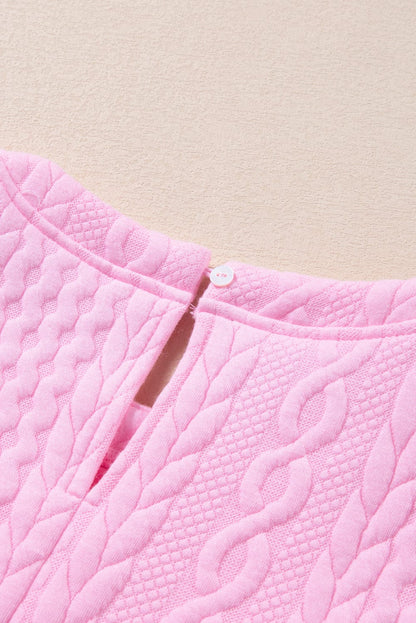 Graceful Pink Textured Puff Sleeve Tee