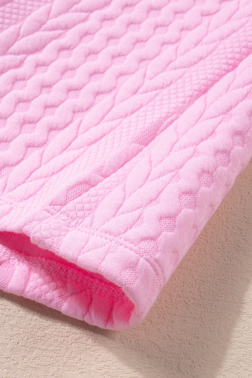 Graceful Pink Textured Puff Sleeve Tee