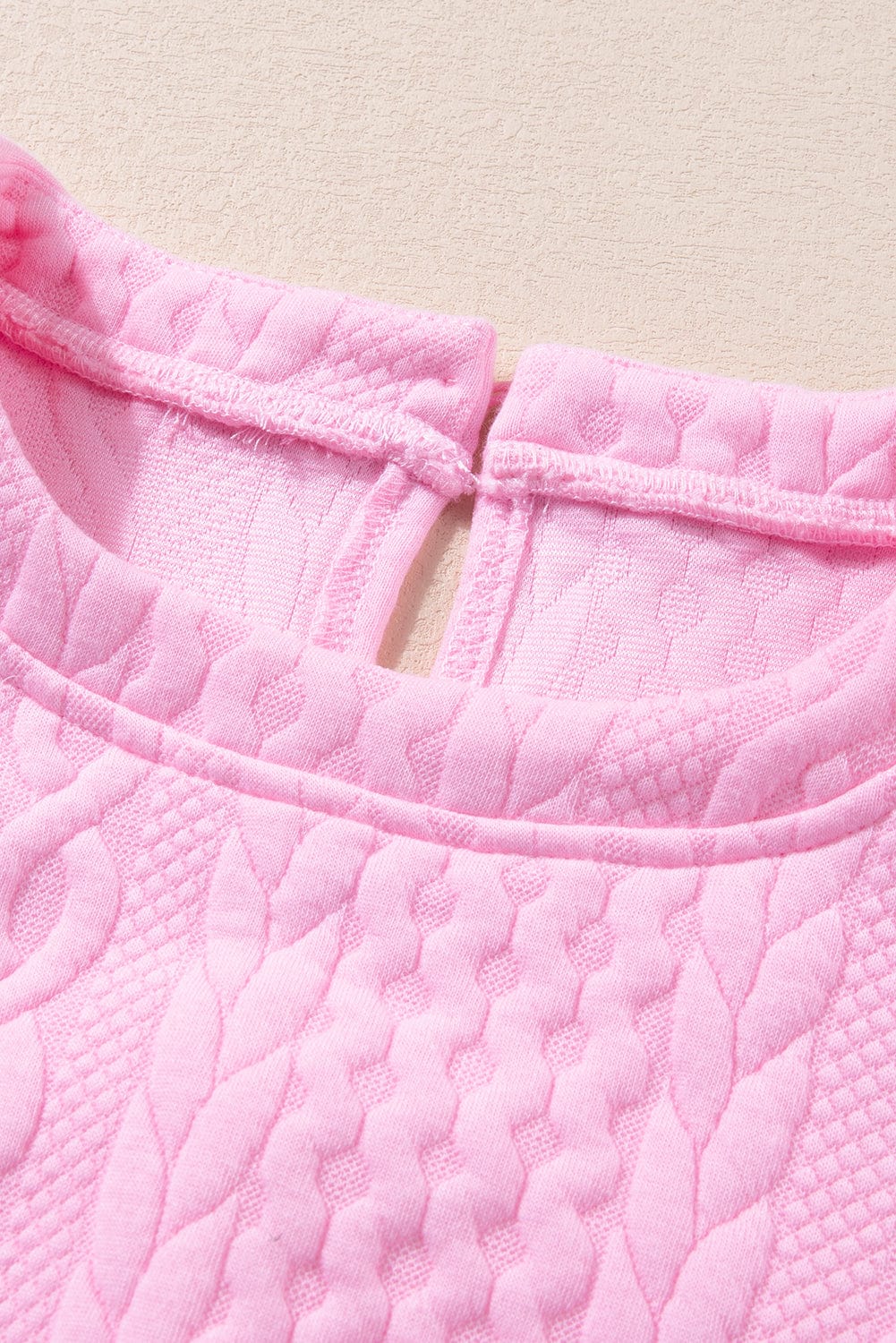 Graceful Pink Textured Puff Sleeve Tee