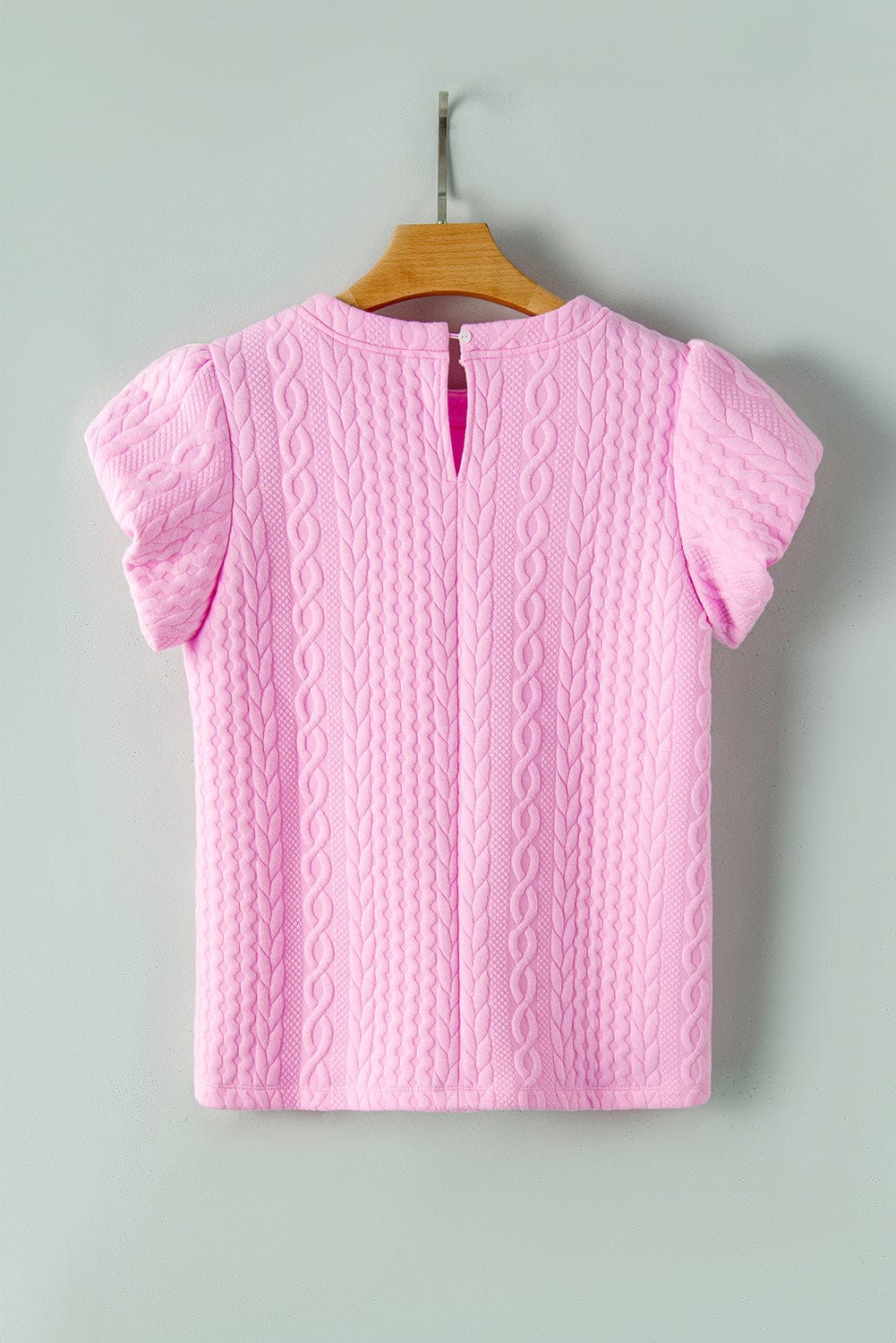 Graceful Pink Textured Puff Sleeve Tee