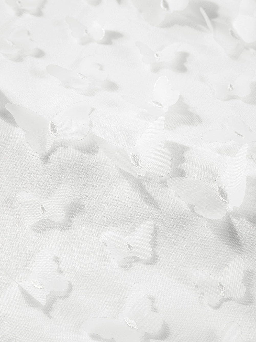 Graceful White Butterfly Applique Sheer Tank Top