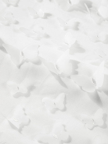 Graceful White Butterfly Applique Sheer Tank Top